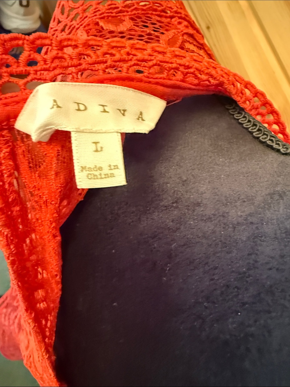 Adiva Red Lace Crochet Sleeveless Camisole - Picture 2 of 5